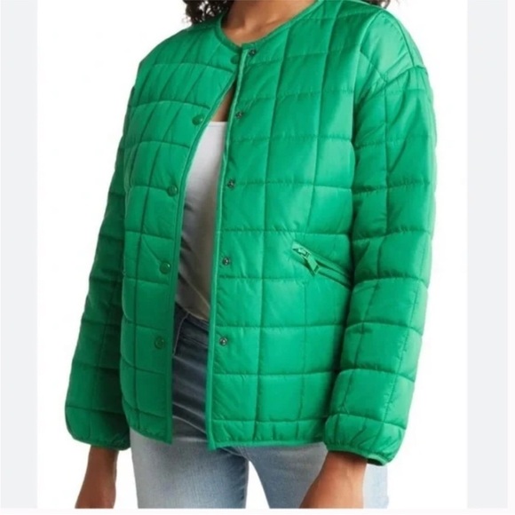 Rebecca Minkoff Green Crew Neck Boxer Lightweight Puffer Jacket Quilted - Picture 1 of 6